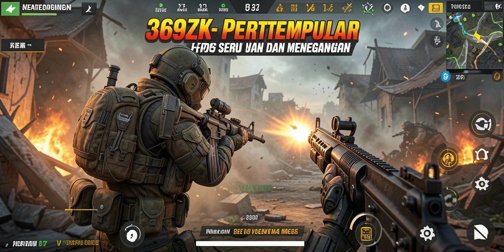 Screenshot utama 369ZK menampilkan aksi pertempuran FPS yang mendebarkan.