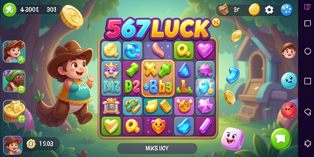 Tampilan gameplay seru di 567LUCK dengan kombinasi permata.