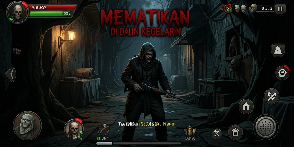 Gameplay menyeramkan dengan makhluk menghantui di kegelapan.