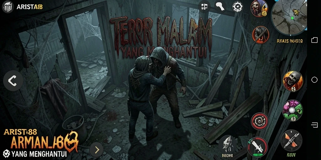 Tangkapan layar ARISTA88 menampilkan suasana kelam dan menakutkan dalam gameplay.