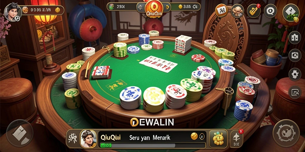 Screenshot gameplay DEWALIN yang menampilkan aksi QiuQiu