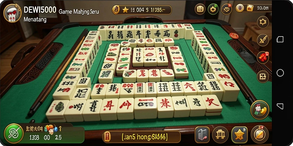 Tampilan menarik gameplay DEWI5000 dengan ubin Mahjong berwarna-warni.