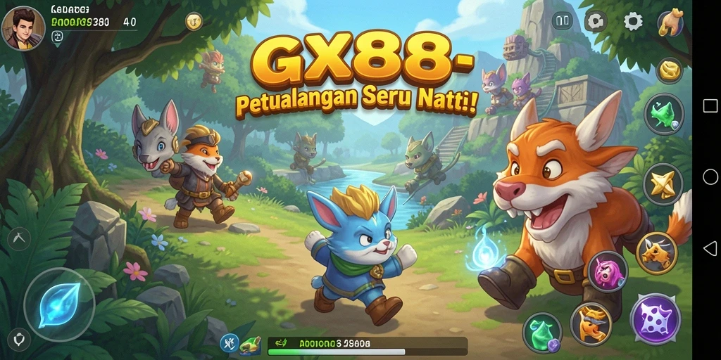 Screenshot gameplay GX88 menunjukkan petualangan seru di dunia fantastis.