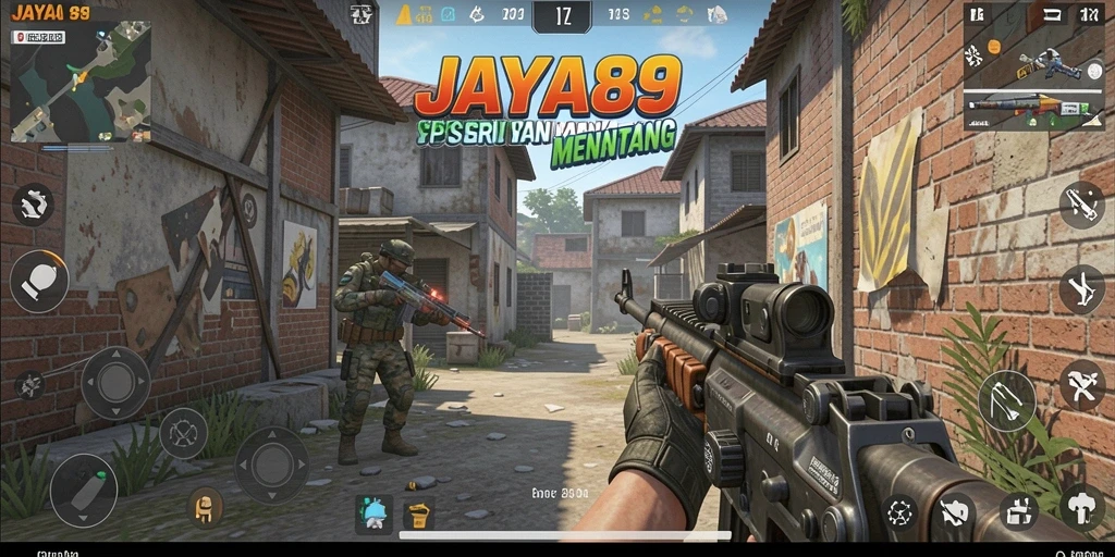 Screenshot menunjukkan aksi tembak-menembak mendebarkan di JAYA89.