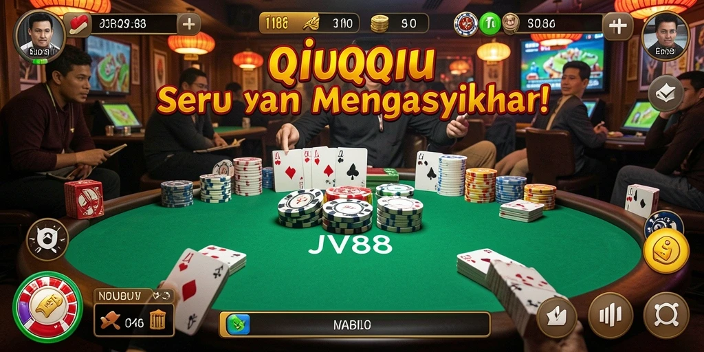 Screenshot gameplay JV88 menampilkan serunya bermain QiuQiu.