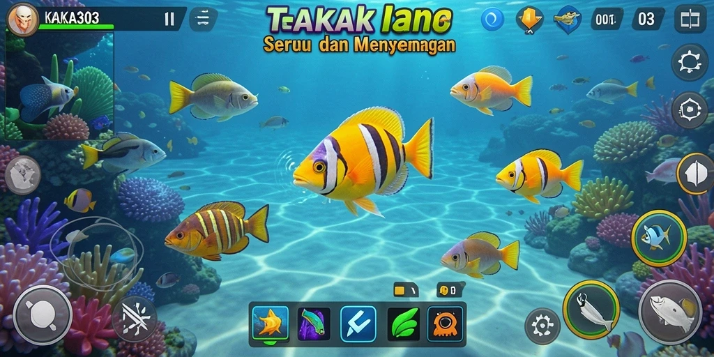 Gameplay seru KAKA303 dengan ikan beraneka ragam.