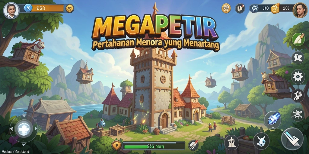 Gameplay mendebarkan dari MEGAPETIR dengan menara yang strategis.