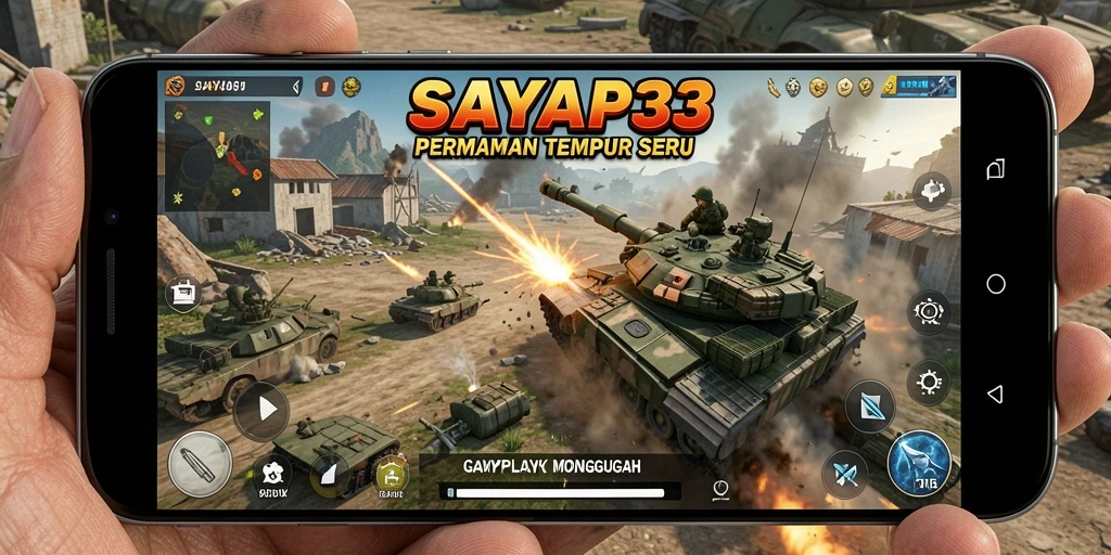 Screenshot utama SAYAP33 menampilkan aksi gameplay seru dalam pertempuran TPS.