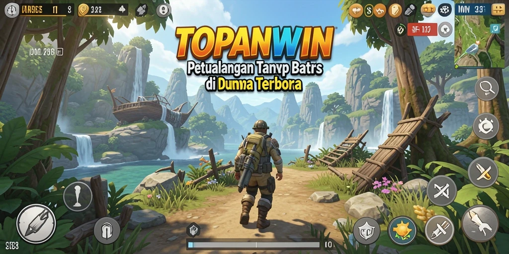 Tangkapan layar gameplay <strong>TOPANWIN</strong> yang menampilkan dunia terbuka yang luas.